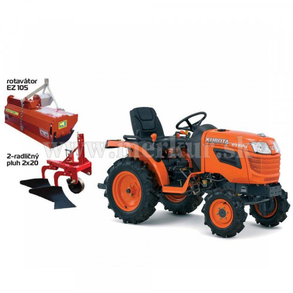 KUBOTA B1121 traktor poľnohospodársky set s rotavátorom + pluh