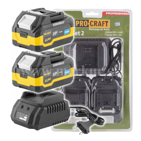 PROCRAFT PBC-SET 2 - 1x nabíjačka 20/2 + 2x batéria 20/4
