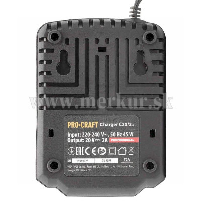 PROCRAFT PBC-SET 2 - 1x nabíjačka 20/2 + 2x batéria 20/4