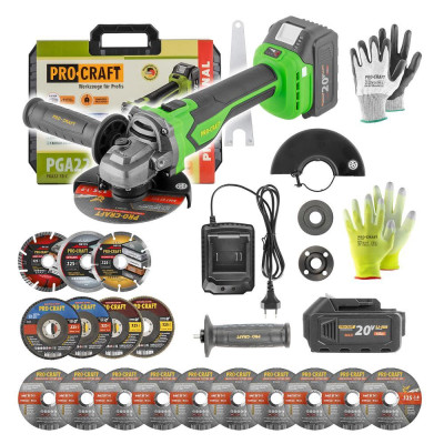 PROCRAFT PGA 22-1B-C SET uhlová brúska + príslušenstvo