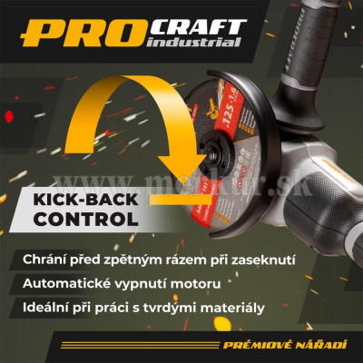 PROCRAFT AG125A-1B-F uhlová brúska s batériou a nabíjačkou