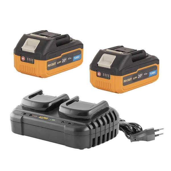 PROCRAFT SADA 20/4 batérie 2ks + 20/2 dvojnabíjačka 20V