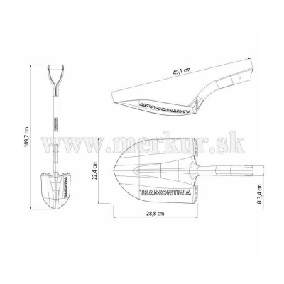 TRAMONTINA lopata okrúhla s násadou 74 cm