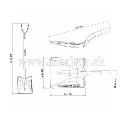 TRAMONTINA lopata hranatá s násadou 74 cm