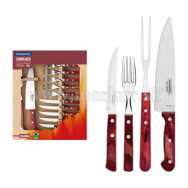 TRAMONTINA set príborov s kuchynským náradím 14 dielny POLYWOOD CHURRASCO